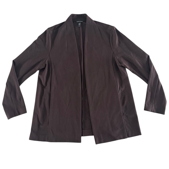 Eileen Fisher Brown Ponte Knit Open‎ Front Blazer Jacket Pockets Minimalist M - Picture 1 of 7
